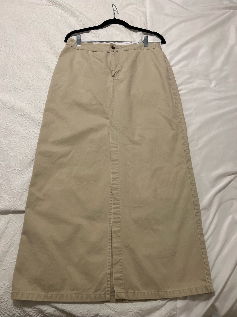 Old Navy Khaki Maxi Skirt Size 6 Cotton Utility Cargo Front Split/Slit Y2K